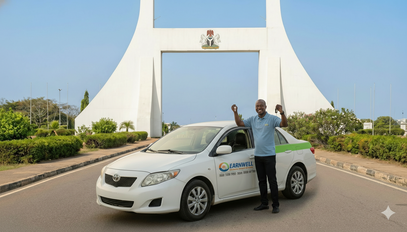 Abuja taxi driver with Earnwell hire purchase